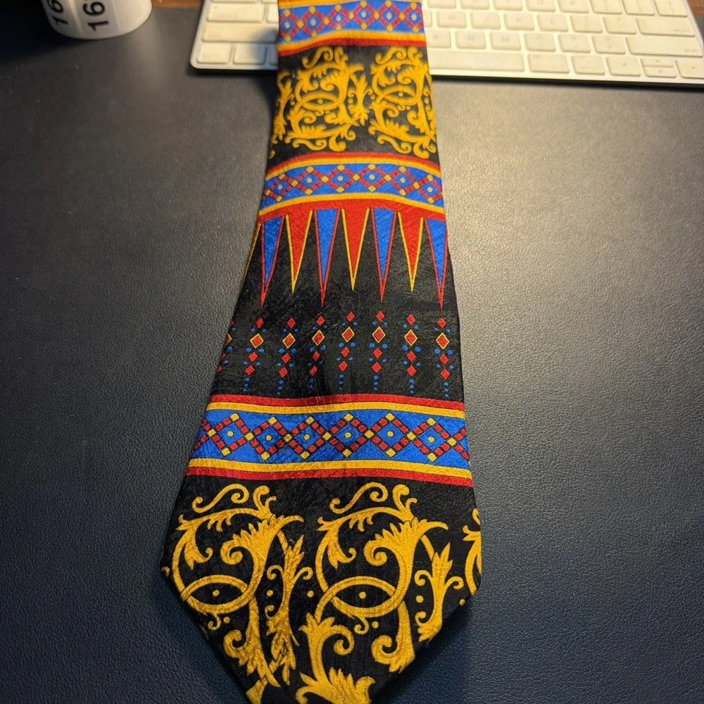 Vintage Rush Limbaugh No Boundaries Collection Necktie Bright Colors Silk Logo